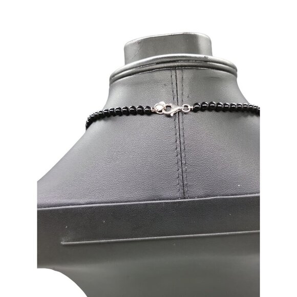 Danbury Mint Sterling Black Onyx Heart Pendant Necklace Beaded Gemstone 925 24" - Picture 8 of 16
